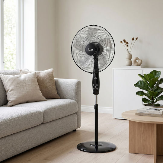 Izzy IZ-9048 Pedestal Fan 70W Diameter 45.72cm with Remote Control Black