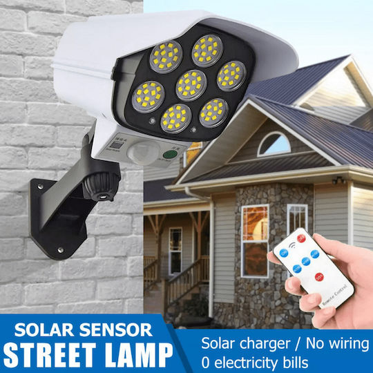Solar Dummy Surveillance Bullet Camera with LED Lighting White