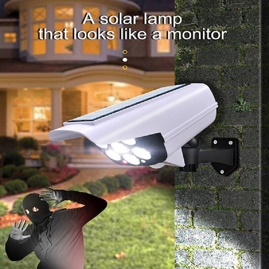 Solar Dummy Surveillance Bullet Camera with LED Lighting White