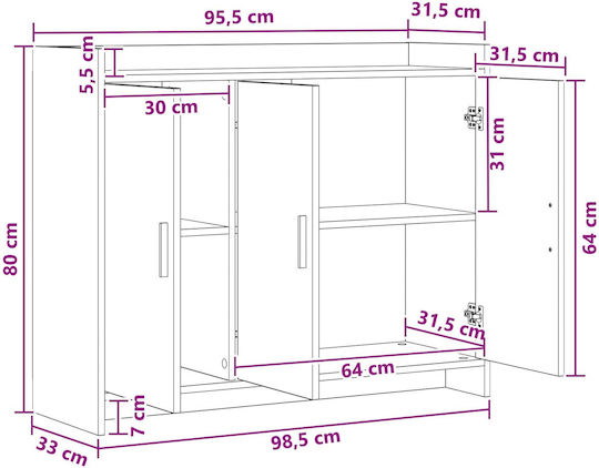 Dulap De Depozitare Metalic M98.5xL33xÎ80cm