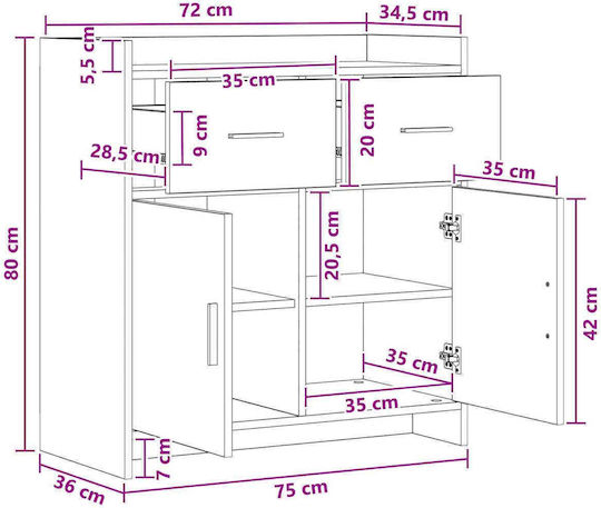 Dulap De Depozitare Metalic M75xL36xÎ80cm