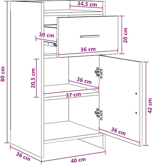Dulap De Depozitare Din Metal și Țesătură L40xL36xÎ80cm
