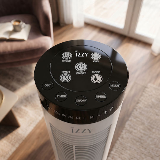 Izzy IZ-9039 Вентилатор Тип Кула 60W с Дистанционно Бял