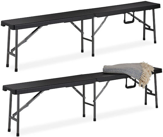 Relaxdays Set Masă pentru Camping Pliabil 43x24.5x179cm Negru 2 Bucăți