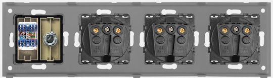Тройна Шуко Контакт + TV + Интернет Стъклена Рамка Luxion