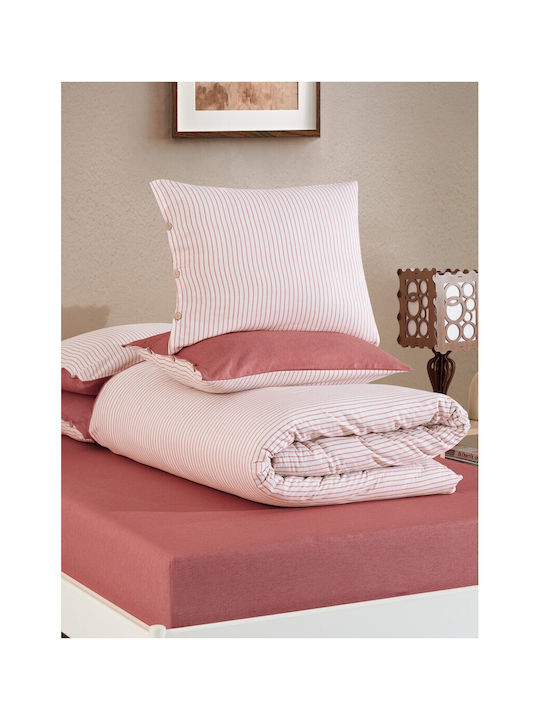 SteweHome Σετ Παπλωματοθήκη 200x220cm Διπλή με 2 Μαξιλαροθήκες Κόκκινη