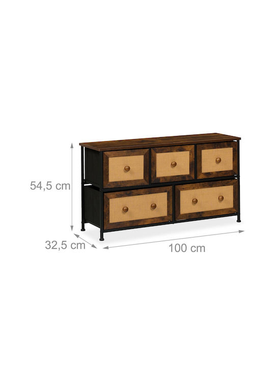 Sertar de Depozitare din Lemn Metal și Țesătură M100xL32.5xÎ54.5cm