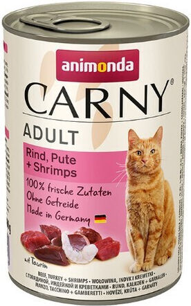 Animonda Carny Wet Cat Food for Adult Cats in Cans with Turkey, Shrimps, Beef and Meat Grain Free 400gr
