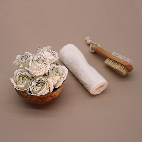 Soap Flower Ivory Rose Black Rim Medium