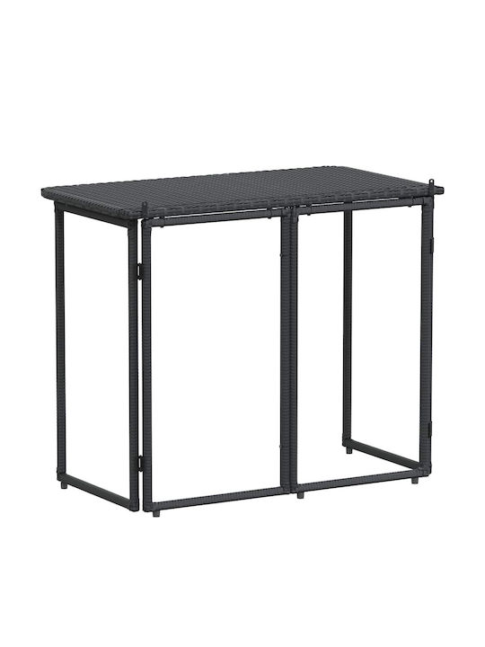 Table for Small Outdoor Spaces Rattan Foldable Black 90x51x75cm
