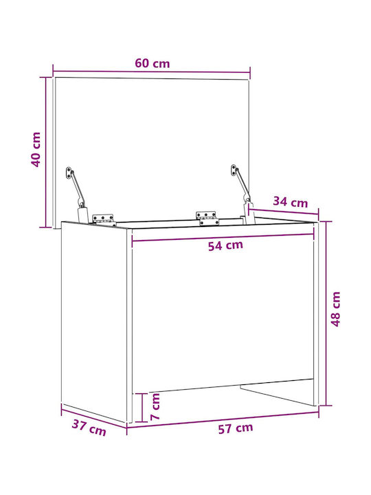 vidaXL Декоративно Махаге Дървено Бяло 60x40x50см