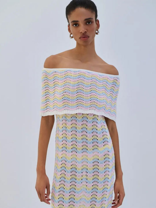 Summer Midi Dress Knitted White
