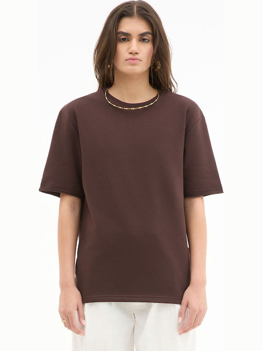 Short Sleeve Brown Blouse