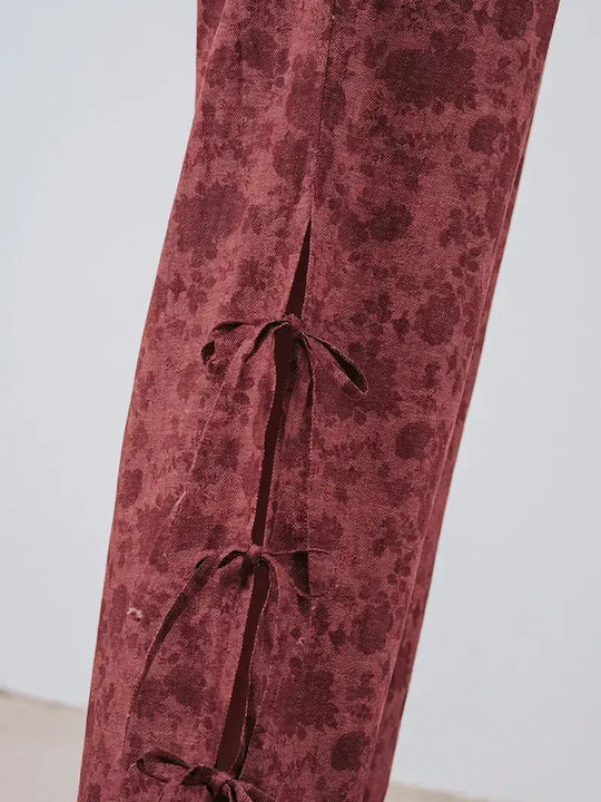 Damen Baumwollhose mit Gummiband Burgundisch