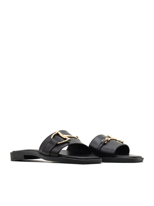 Leather Women's Flat Sandals Black