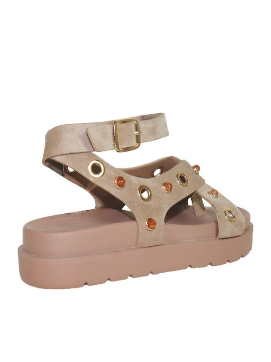 Дамски Сандали Flatforms Бежови