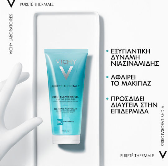 Vichy Purete Thermale Fresh Cleansing Gel B3 & Niacinamide Gel Cleansing Face & Eyes 200ml