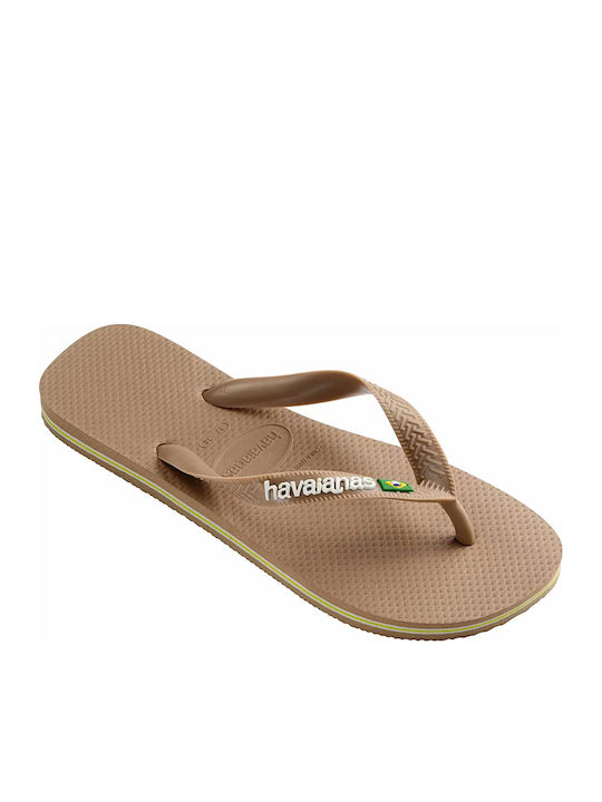 Havaianas Brasil Logo Flip Flops Μπεζ