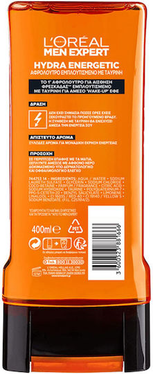 L'Oreal Paris Men Expert Hydra Energetic Gel de Duș pentru Bărbați cu Glicerină Hidratant 400ml