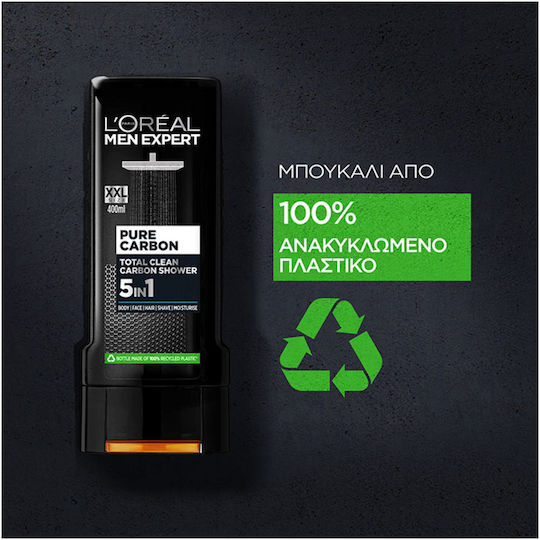 L'Oreal Paris Men Expert Pure Carbon Bubble Bath Gel for Men with Glycerin Moisturizing 400ml