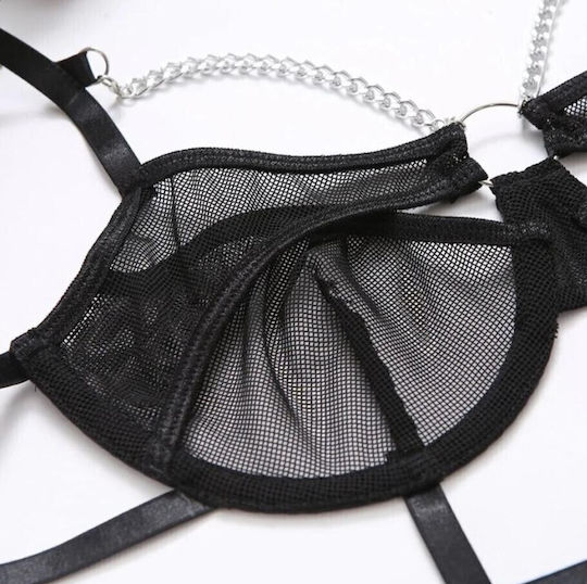 Roza Rz2043 Sexy Σετ Εσωρούχων Ζαρτιέρα Αλυσίδες & Garter Belt Μαύρο