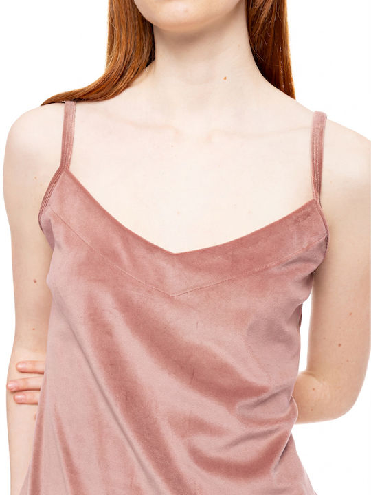 Pink Label Χειμερινό Γυναικείο Σετ Πιτζάμας Βελουτέ Dusty Pink