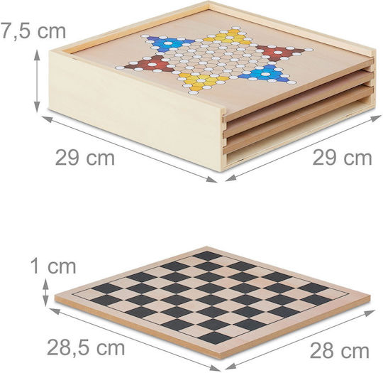 Relaxdays Backgammon/Șah din Lemn 7.5x29cm