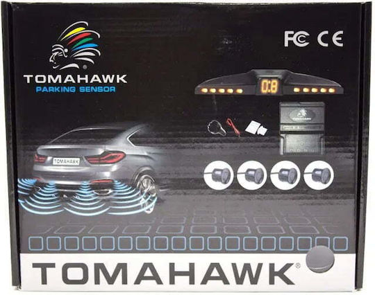 Tomahawk Car Parking System Rear with Screen / Buzzer and 4 Sensors in Silver Colour