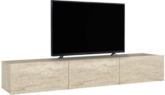 TV Stand Damla from Metal & Wood with LED Lighting Travertine L180xW29.5xH29.5cm