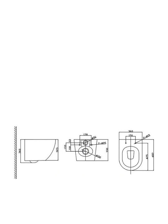 Tema Wandhängende Toilette Rimless Weiße