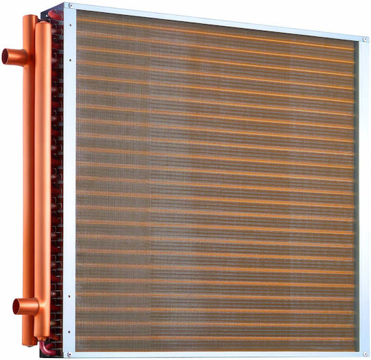 Schimbător De Căldură Vevor Water To Air 610 X 610 Mm Serpentină Schimbător De Căldură Hvac Aripioare Țeavă Hvac Țevi De Cupru & Aripioare De Aluminiu Ieșire 225k Btu Pentru Cuptoare Exterioare Pe Lemne Sisteme De Încălzire Răcire Hidronică
