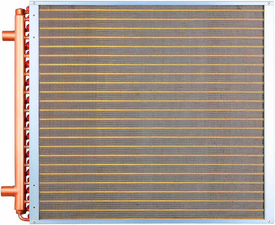 Schimbător De Căldură Vevor Water To Air 610 X 610 Mm Serpentină Schimbător De Căldură Hvac Aripioare Țeavă Hvac Țevi De Cupru & Aripioare De Aluminiu Ieșire 225k Btu Pentru Cuptoare Exterioare Pe Lemne Sisteme De Încălzire Răcire Hidronică