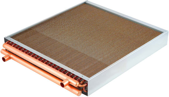 Schimbător De Căldură Vevor Water To Air 610 X 610 Mm Serpentină Schimbător De Căldură Hvac Aripioare Țeavă Hvac Țevi De Cupru & Aripioare De Aluminiu Ieșire 225k Btu Pentru Cuptoare Exterioare Pe Lemne Sisteme De Încălzire Răcire Hidronică