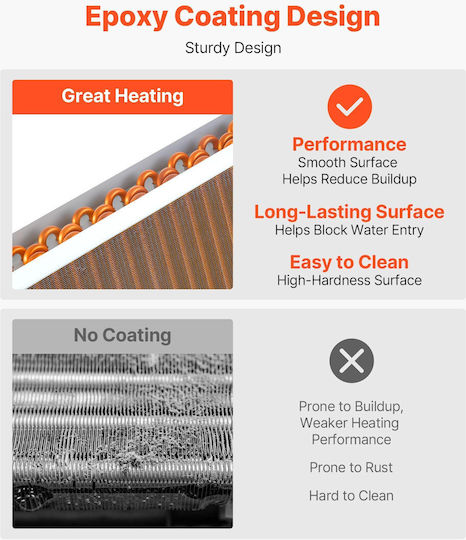 Vevor Water to Air Heat Exchanger 356 x 356 mm Copper Tubes Aluminum Fins 65,000 Btu Hydronic Systems Outdoor Wood Furnace Cpgshrq14incunhcl001v0