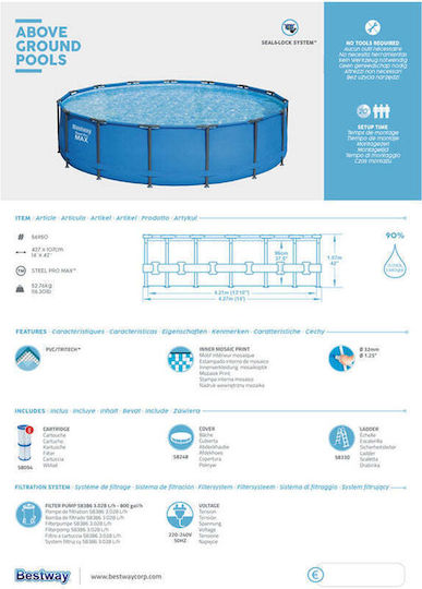 Bestway Schwimmbecken mit Metallic-Rahmen