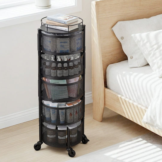 Vevor Metal Kitchen Trolley Black 34x31.5x94.2cm