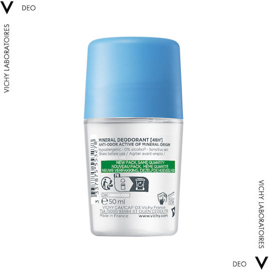 Vichy Mineral Αποσμητικό 48h σε Roll-On Χωρίς Αλουμίνιο 50ml