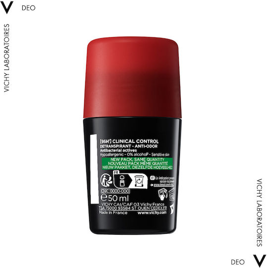 Vichy Homme Clinical Control Anti Odor Αποσμητικό 96h σε Roll-On 50ml