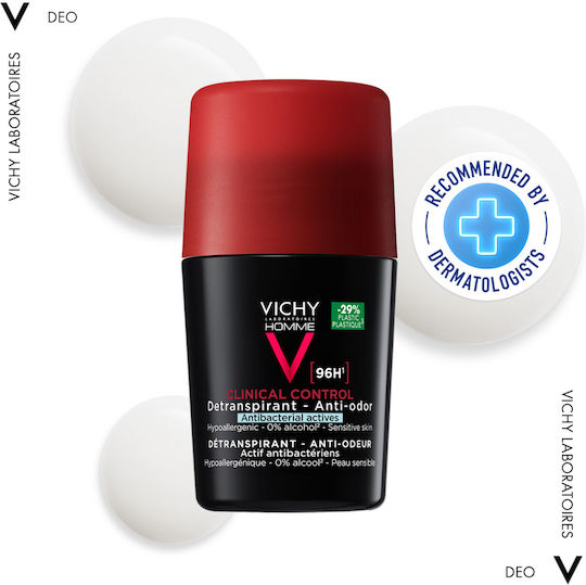 Vichy Homme Clinical Control Anti Odor Αποσμητικό 96h σε Roll-On 50ml