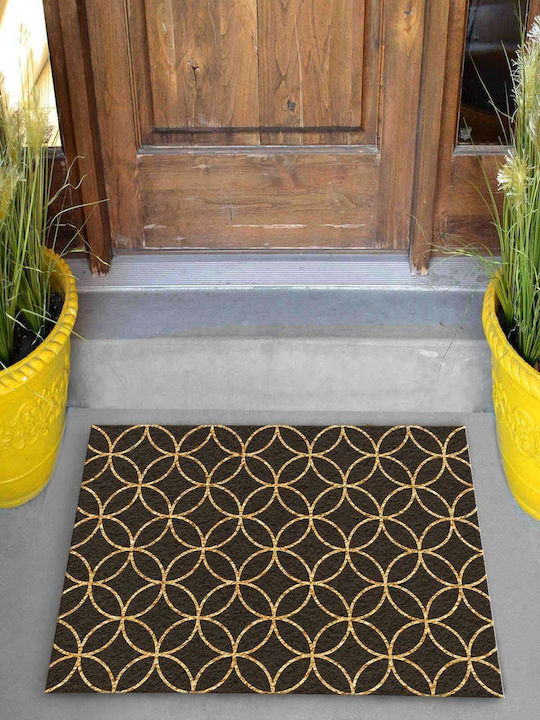 SteweHome Non-Slip Round Orange Doormat With Diameter 70cm