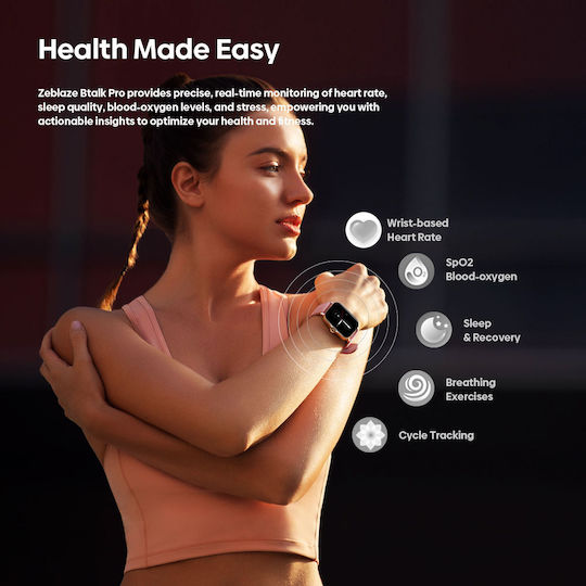Zeblaze Btalk Pro 49mm Smartwatch with Heart Rate Monitor Black