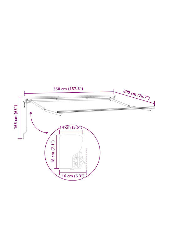 vidaXL Cort Terasă Galben Cu LED 3.5x2m