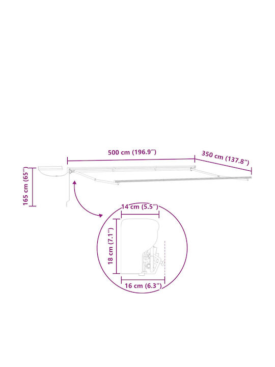 vidaXL Cort Terasă Albastru 5x3.5m