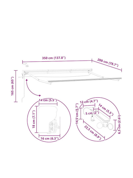 vidaXL Τέντα Βεράντας Ροζ 3.5x2m