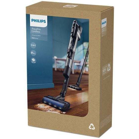Philips Aquatrio Cordless 9000 Series Акумулаторна Вертикална Прахосмукачка 2 в 1 Stick и Ръчна 25.2V Черна