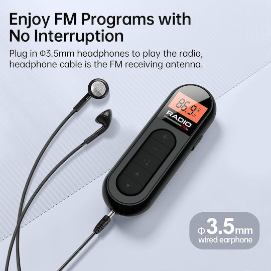 MI03 Taschen Radio Wiederaufladbar Schwarz