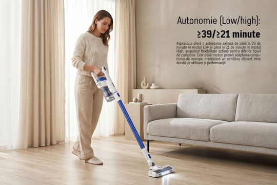 Heinner HSVC-PDC140BL Επαναφορτιζόμενη Σκούπα 2 σε 1 Stick & Χειρός 22.2V Λευκή