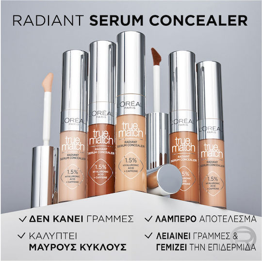 L'Oreal Paris True Match Radiant Serum Liquid Concealer 4n Light Medium 11ml