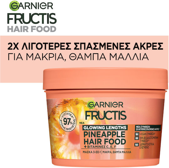 Garnier Fructis Glowing Lengths Pineapple Hair Food Μάσκα Μαλλιών για Λάμψη 400ml