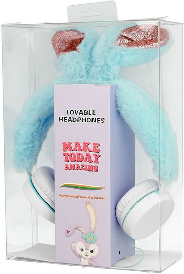 Gjby Plush Rabbit Verkabelte Kinder Am Ohr Kopfhörer Blau